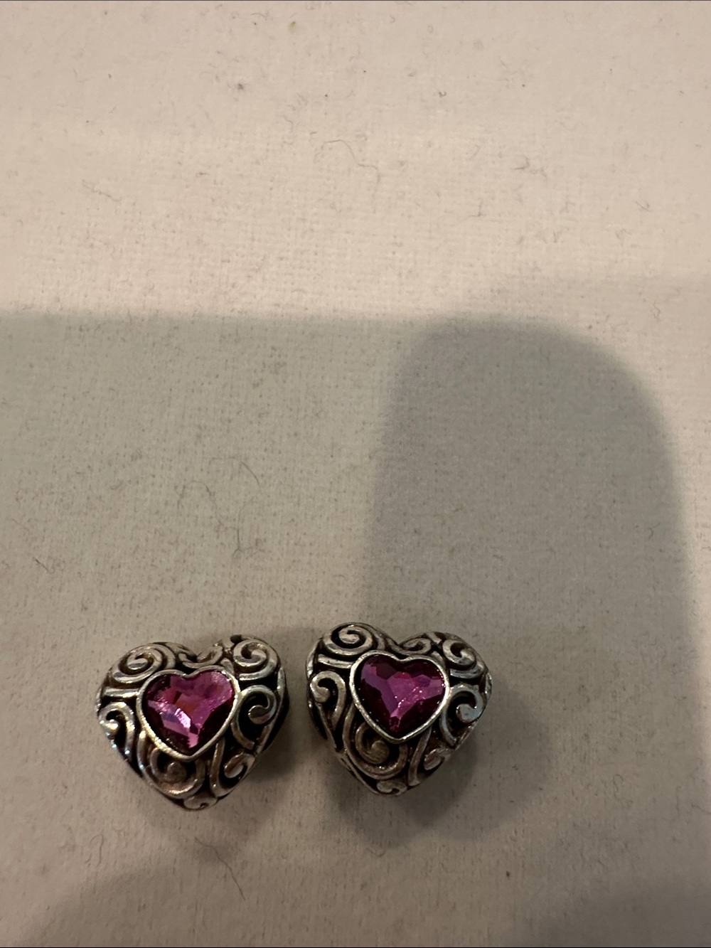 Two Brighton  silver with Pink hearts Gemstones EUC